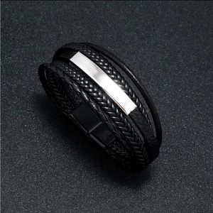 LEATHER BRACELET FOR MAN BLACK NEW